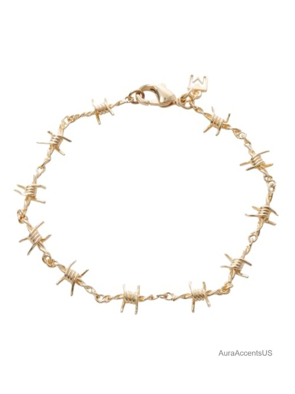 Barbed Wire Bracelet 7in Gold or Rhodium Plated Chain Punk Gothic Unisex